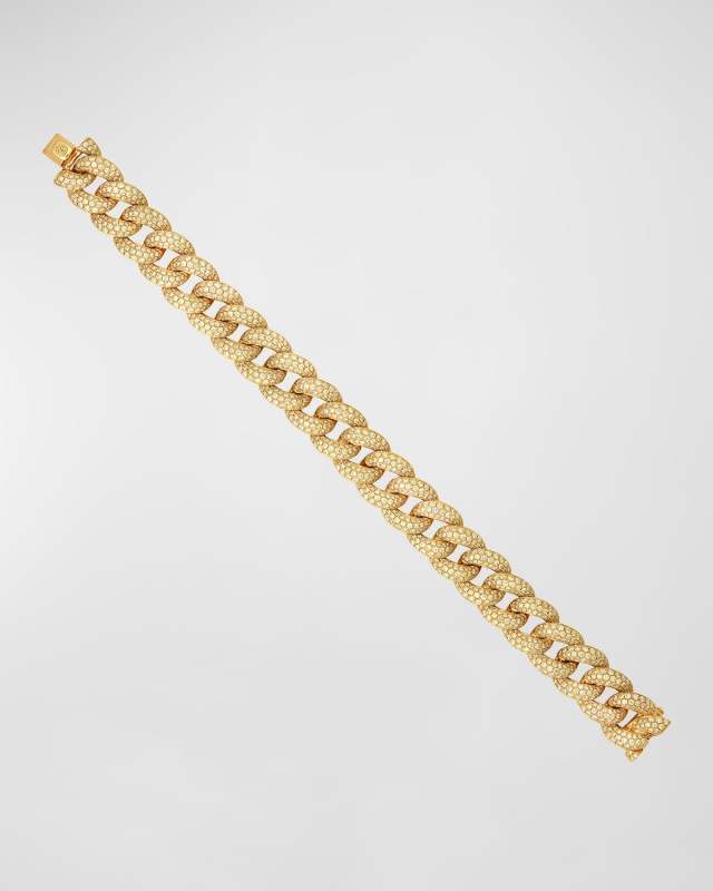 Micro Pave Diamond Curb Link Bracelet in 14k Yellow Gold